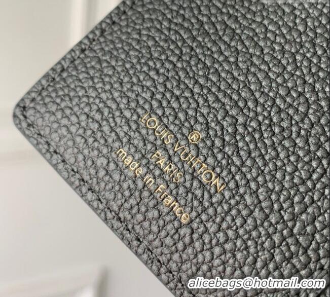 Top Grade Louis Vuitton Cléa Wallet in Gunmetal Black Supple Grained Leather M12188 2024 LV Ski Collection