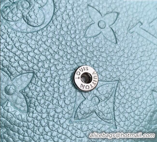 Top Grade Louis Vuitton Victorine Wallet in Azur Frost Blue Supple Grained Leather M12746 2024 LV Ski Collection