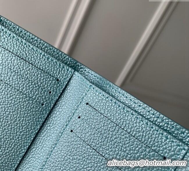 Top Grade Louis Vuitton Victorine Wallet in Azur Frost Blue Supple Grained Leather M12746 2024 LV Ski Collection