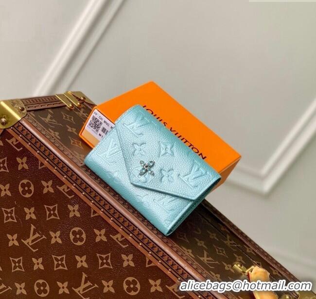 Top Grade Louis Vuitton Victorine Wallet in Azur Frost Blue Supple Grained Leather M12746 2024 LV Ski Collection