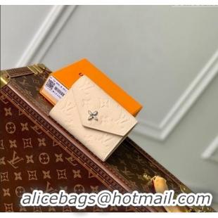 Classic Grade Louis Vuitton Victorine Wallet in Ceam Beige Supple Grained Leather M12746 2024 LV Ski Collection