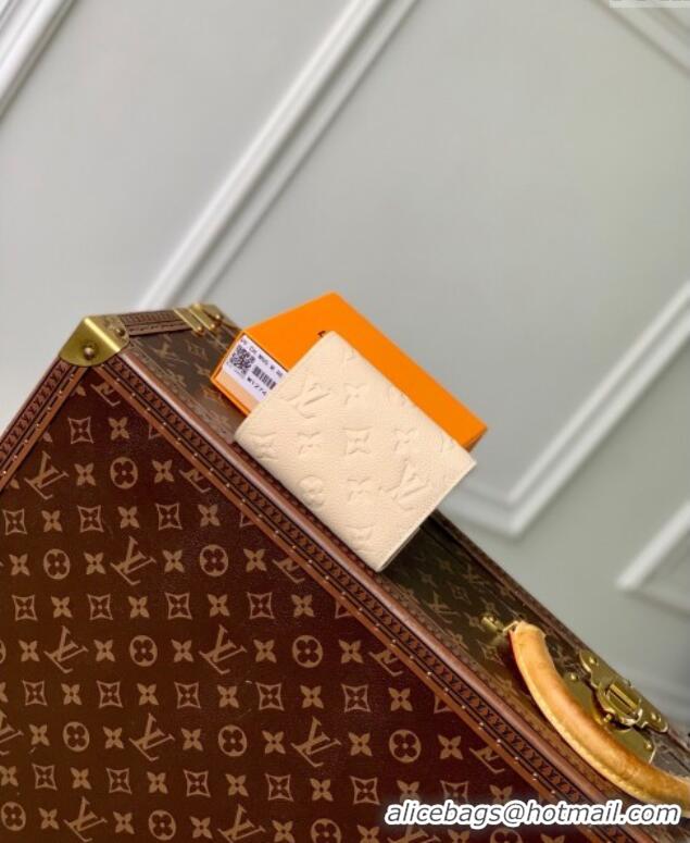 Classic Grade Louis Vuitton Victorine Wallet in Ceam Beige Supple Grained Leather M12746 2024 LV Ski Collection