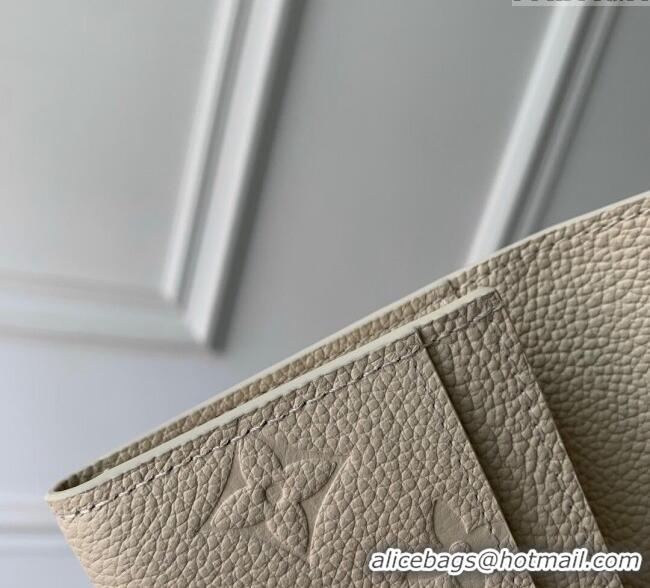 Famous Brand Louis Vuitton Business Card Holder Wallet in Cream Beige Supple Grained Leather M12177 2024 LV Ski Collecti