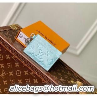 Big Discount Louis Vuitton LV Charms Card Holder Wallet in Azur Frost Blue Supple Grained Leather M12180 2024 LV Ski Col