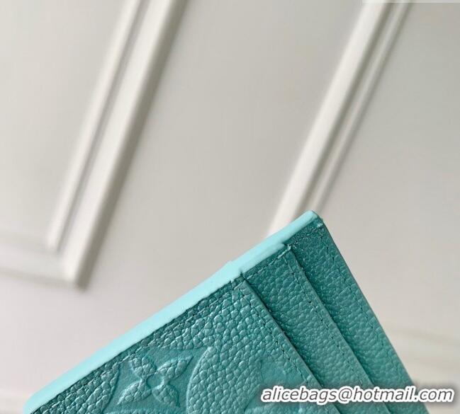 Big Discount Louis Vuitton LV Charms Card Holder Wallet in Azur Frost Blue Supple Grained Leather M12180 2024 LV Ski Col