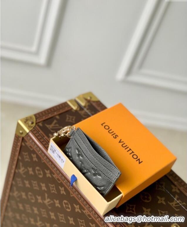 Good Product Louis Vuitton LV Charms Card Holder Wallet in Gunmetal Black Supple Grained Leather M12178 2024 LV Ski Coll