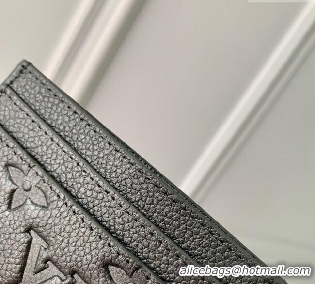 Good Product Louis Vuitton LV Charms Card Holder Wallet in Gunmetal Black Supple Grained Leather M12178 2024 LV Ski Coll