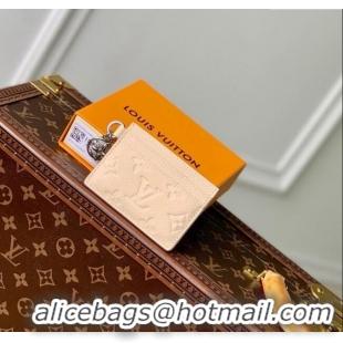 Cheapest Louis Vuitton LV Charms Card Holder Wallet in Cream Beige Supple Grained Leather M12179 2024 LV Ski Collection