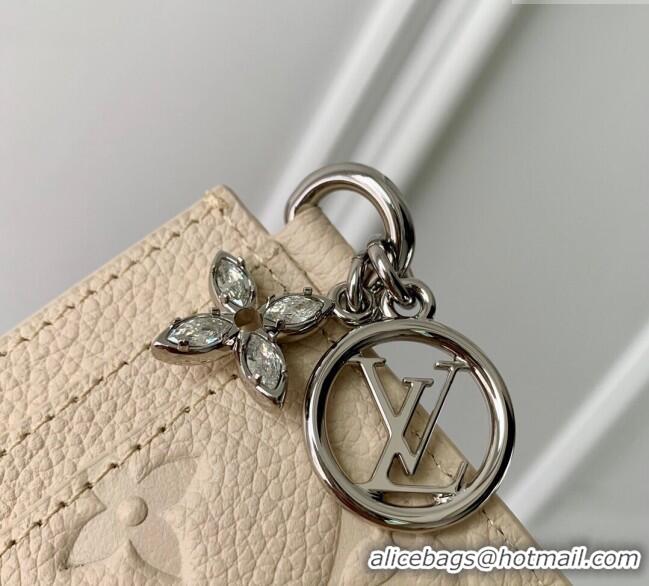 Cheapest Louis Vuitton LV Charms Card Holder Wallet in Cream Beige Supple Grained Leather M12179 2024 LV Ski Collection