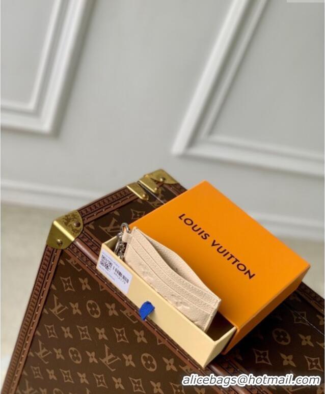 Cheapest Louis Vuitton LV Charms Card Holder Wallet in Cream Beige Supple Grained Leather M12179 2024 LV Ski Collection