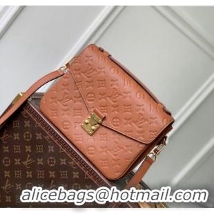 Top Grade Louis Vuitton Pochette Metis Shoulder Bag in Cognac Brown Monogram Leather M12711 2024