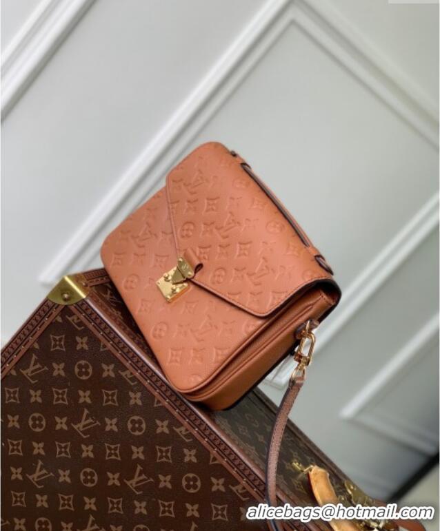 Top Grade Louis Vuitton Pochette Metis Shoulder Bag in Cognac Brown Monogram Leather M12711 2024