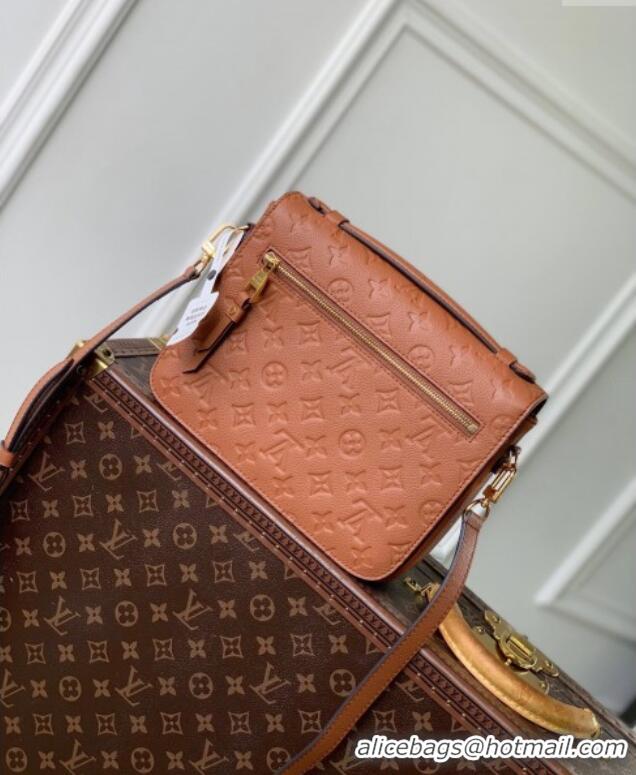 Top Grade Louis Vuitton Pochette Metis Shoulder Bag in Cognac Brown Monogram Leather M12711 2024