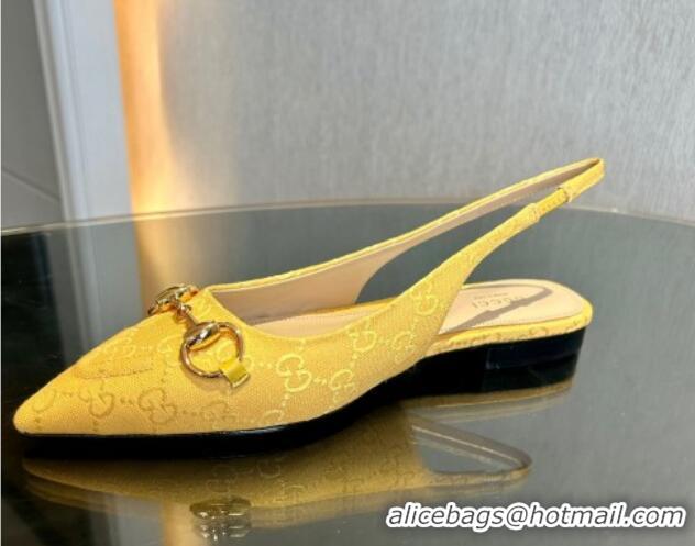 Low Price Gucci GG Canvas Slingback Flat with Horsebit Yellow 1119017