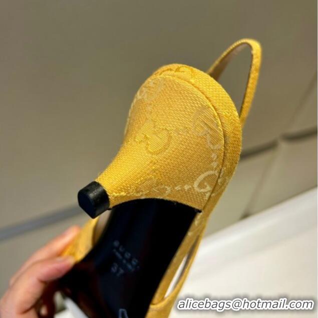 Classic Hot Gucci GG Canvas Slingback Pumps 4.5cm with Horsebit Yellow 1119021