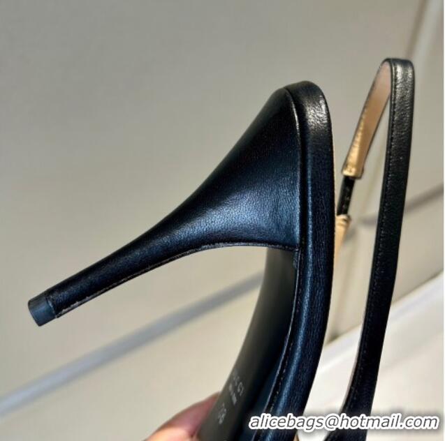 Grade Quality Gucci Calf Leather Slingback Pumps 10.5cm with Horsebit Black 1119025