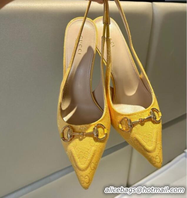 Good Looking Gucci GG Canvas Slingback Pumps 10.5cm with Horsebit Yellow 1119026