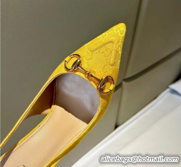 Good Looking Gucci GG Canvas Slingback Pumps 10.5cm with Horsebit Yellow 1119026