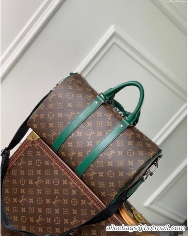 Big Discount Louis Vuitton Mens Keepall Bandouliere 35 bag in Monogram Macassar Canvas M12765 Borneo Green 2024