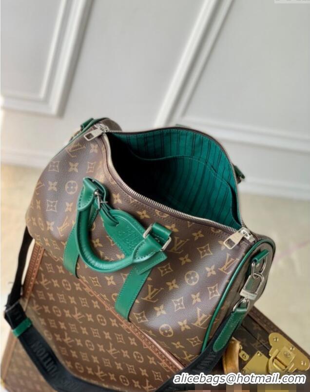 Big Discount Louis Vuitton Mens Keepall Bandouliere 35 bag in Monogram Macassar Canvas M12765 Borneo Green 2024