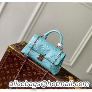 Top Grade Louis Vuitton Nano Madeleine Top Handle Bag in Supple Grained Leather M12211 Azur Frost Blue 2024