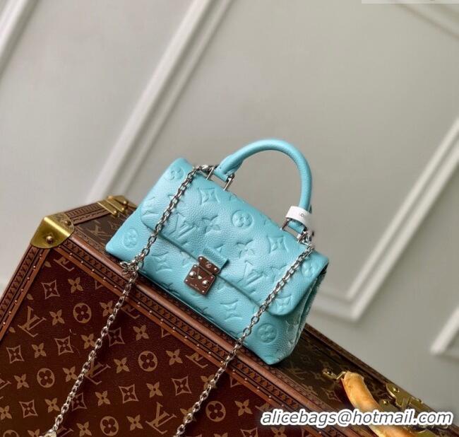 Top Grade Louis Vuitton Nano Madeleine Top Handle Bag in Supple Grained Leather M12211 Azur Frost Blue 2024