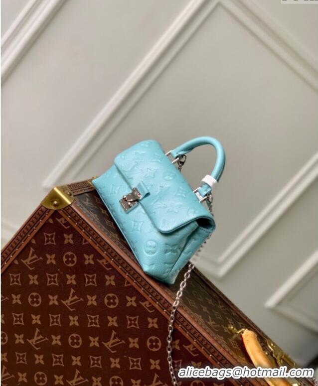 Top Grade Louis Vuitton Nano Madeleine Top Handle Bag in Supple Grained Leather M12211 Azur Frost Blue 2024