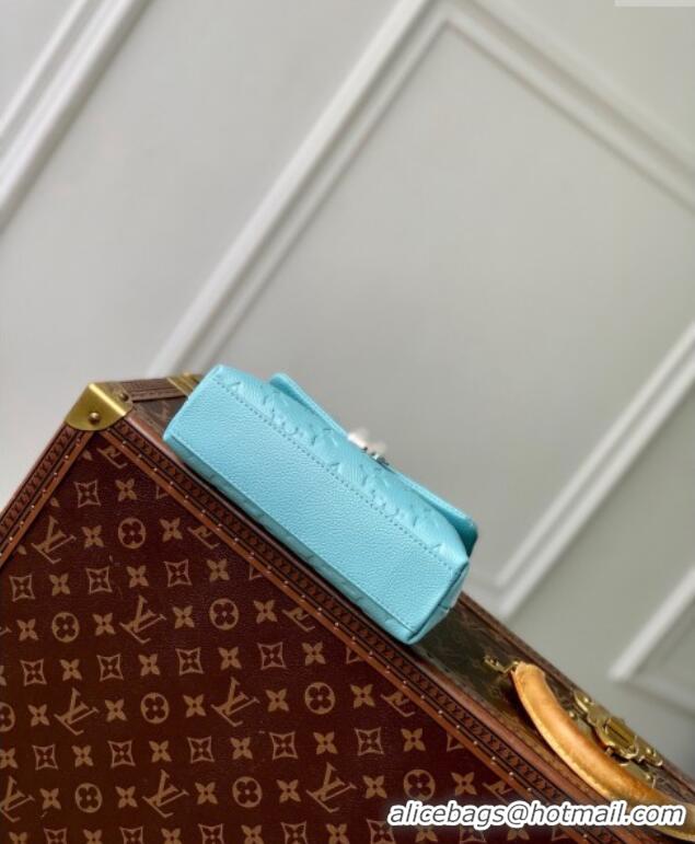 Top Grade Louis Vuitton Nano Madeleine Top Handle Bag in Supple Grained Leather M12211 Azur Frost Blue 2024