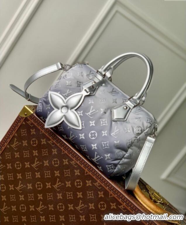 Shop Cheap Louis Vuitton Speedy Bandouliere 25 Bag in Frost Gradient Silver Monogram Nylon M11848 2024