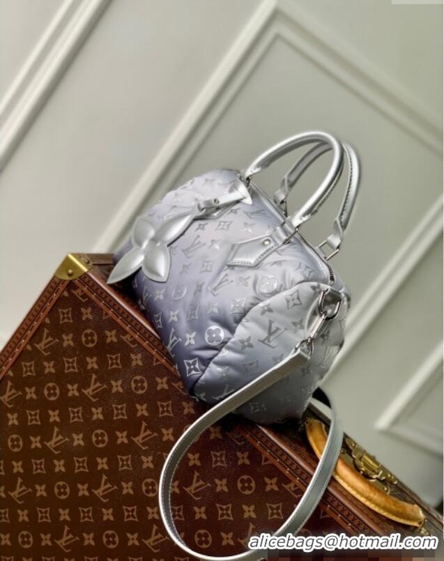 Shop Cheap Louis Vuitton Speedy Bandouliere 25 Bag in Frost Gradient Silver Monogram Nylon M11848 2024