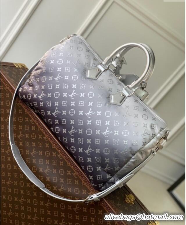 Top Design Louis Vuitton Keepall Bandouliere 45 Bag in Frost Gradient Silver Monogram Nylon M12067 2024