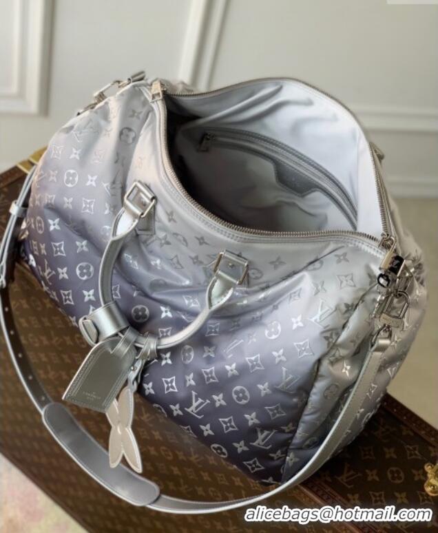 Top Design Louis Vuitton Keepall Bandouliere 45 Bag in Frost Gradient Silver Monogram Nylon M12067 2024