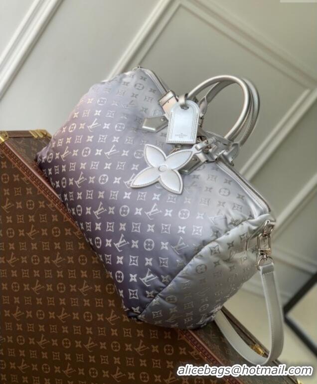 Top Design Louis Vuitton Keepall Bandouliere 45 Bag in Frost Gradient Silver Monogram Nylon M12067 2024