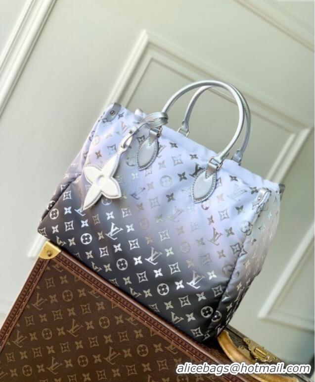 Super Quality Louis Vuitton OnTheGo MM Tote Bag in Frost Gradient Silver Monogram Nylon M11847 2024