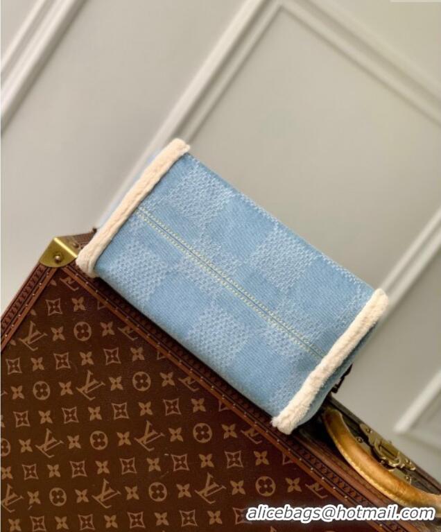 Best Price Louis Vuitton Speedy 25 Bandouliere bag in Blue Damier Denim Canvas and White Shearling N40700 2024