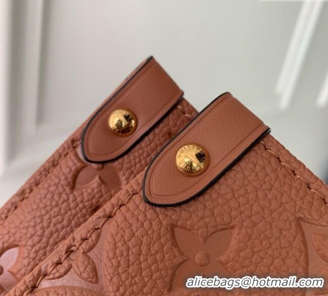 Top Grade Louis Vuitton OnTheGo MM Tote Bag in Embossed Grained Leather M12775 Cognac Brown 2024