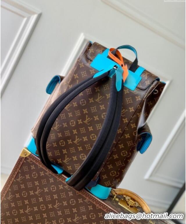 Well Crafted Louis Vuitton Christopher MM Backpack Bag in Monogram Macassar Canvas M12729 Gaston Blue 2024