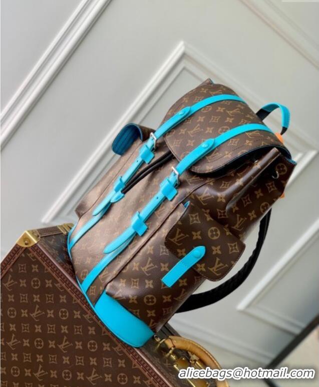 Well Crafted Louis Vuitton Christopher MM Backpack Bag in Monogram Macassar Canvas M12729 Gaston Blue 2024