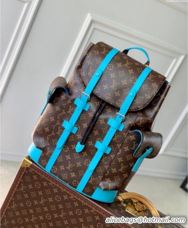 Well Crafted Louis Vuitton Christopher MM Backpack Bag in Monogram Macassar Canvas M12729 Gaston Blue 2024