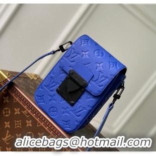 Best Price Louis Vuitton S-Lock Vertical Wearable Wallet in Taurillon Monogram Leather M82568 Blue 2024