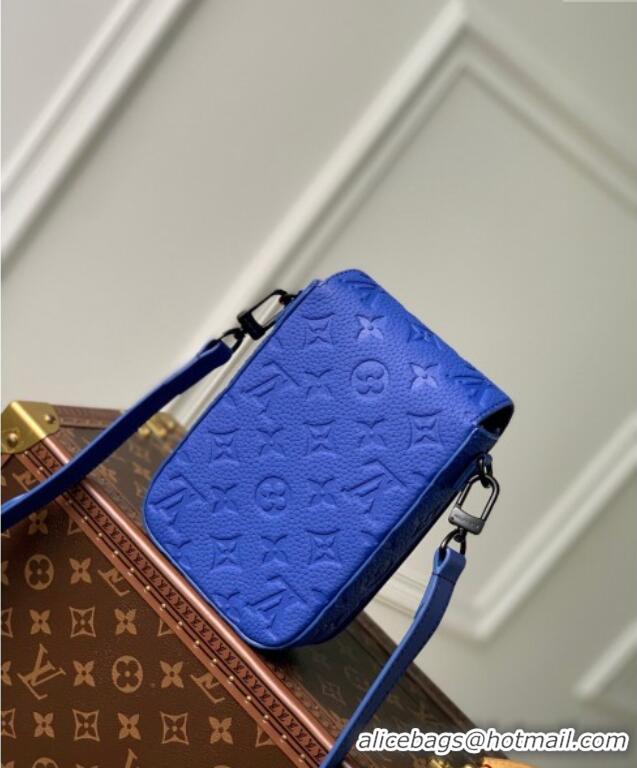 Best Price Louis Vuitton S-Lock Vertical Wearable Wallet in Taurillon Monogram Leather M82568 Blue 2024