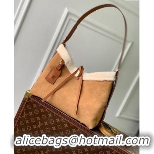 Top Grade Louis Vuitton CarryAll PM Hobo Bag in Browm Monogram Suede M11843 2024