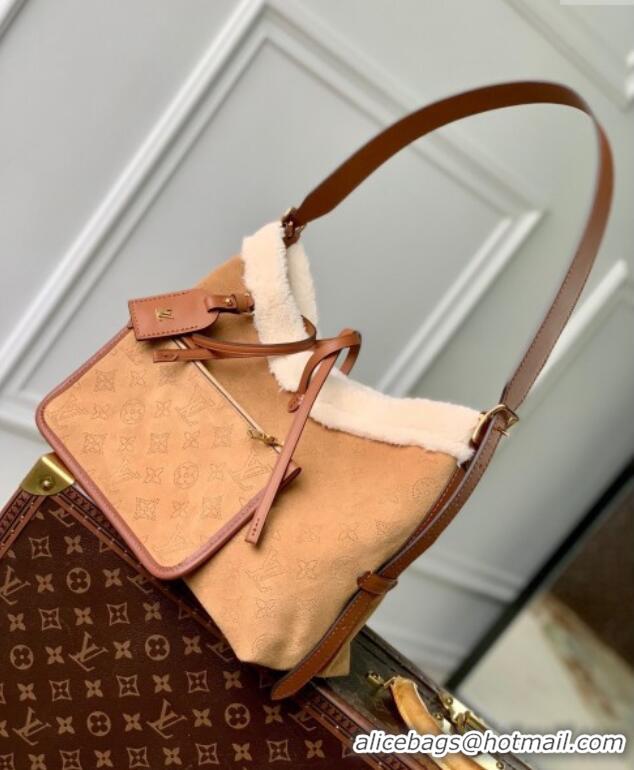 Top Grade Louis Vuitton CarryAll PM Hobo Bag in Browm Monogram Suede M11843 2024