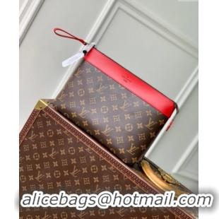 Top Design Louis Vuitton Pochette Voyage Souple Pouch in Monogram Macassar Canvas M13199 Red 2024