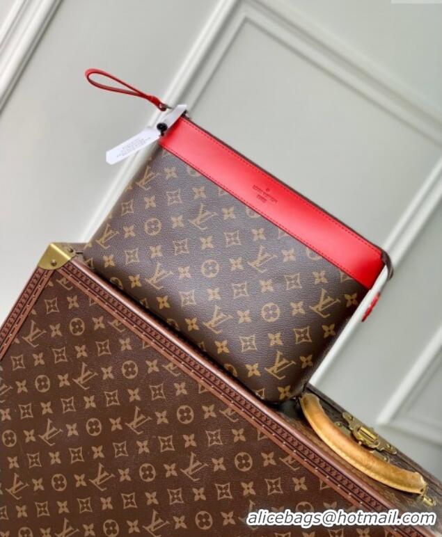 Top Design Louis Vuitton Pochette Voyage Souple Pouch in Monogram Macassar Canvas M13199 Red 2024