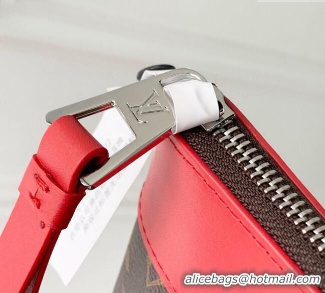 Top Design Louis Vuitton Pochette Voyage Souple Pouch in Monogram Macassar Canvas M13199 Red 2024