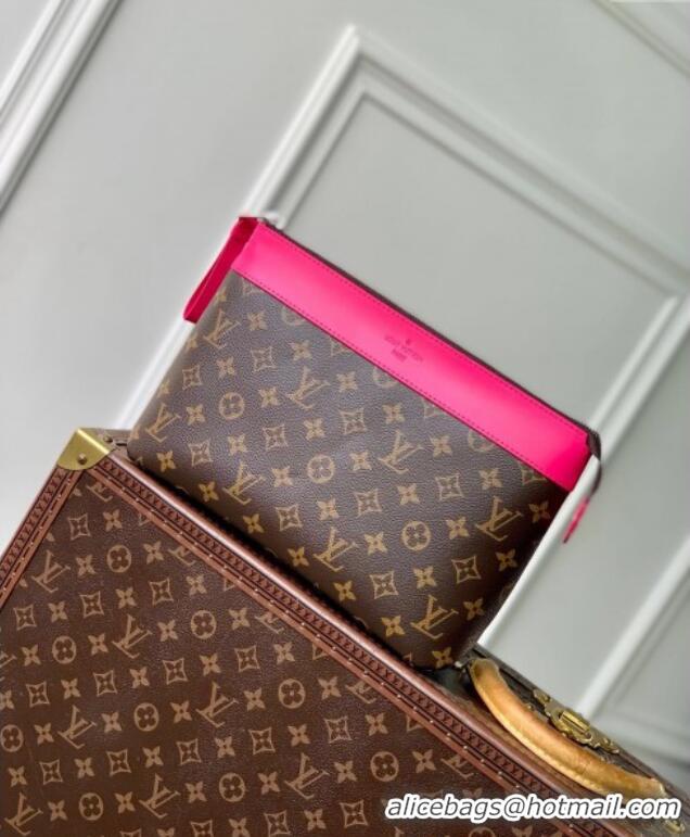 Top Grade Louis Vuitton Pochette Voyage Souple Pouch in Monogram Macassar Canvas M13356 Pondichery Pink 2024