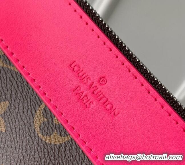 Top Grade Louis Vuitton Pochette Voyage Souple Pouch in Monogram Macassar Canvas M13356 Pondichery Pink 2024