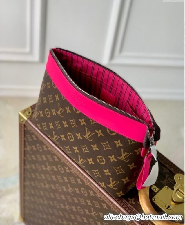 Top Grade Louis Vuitton Pochette Voyage Souple Pouch in Monogram Macassar Canvas M13356 Pondichery Pink 2024