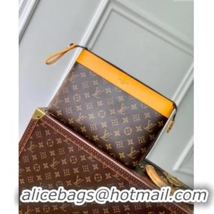 Top Grade Louis Vuitton Pochette Voyage Souple Pouch in Monogram Macassar Canvas M13198 Safran Yellow 2024